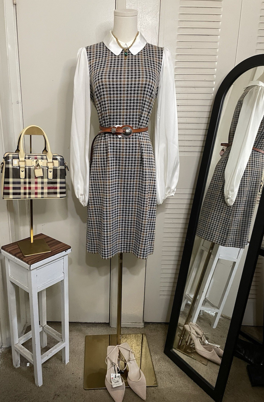 Tommy Hilfiger Plaid Satin Sleeves Shift Dress Size 4